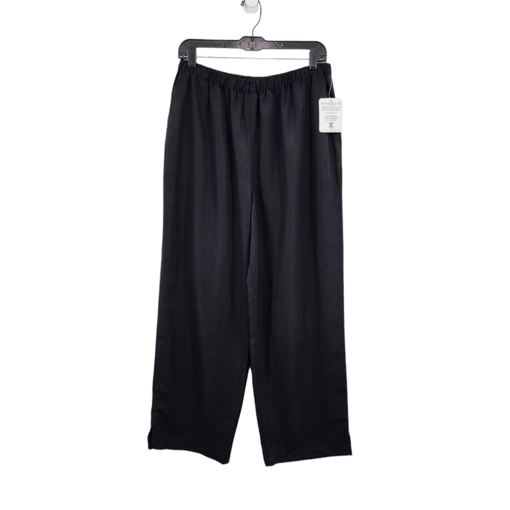 Amy K Su Vintage Women's 100% Tencel Straight Leg Trousers Black- L